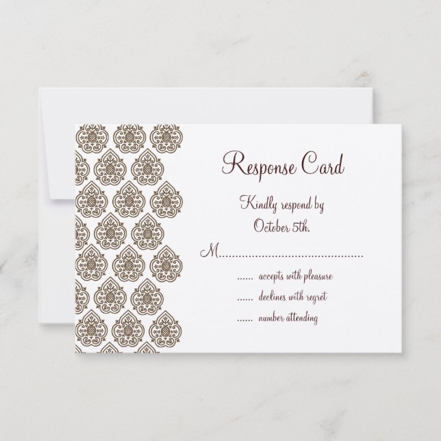 Vintage Damask RSVP on champagne (Front)