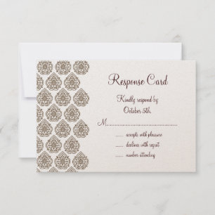 Vintage Damask RSVP on champagne Card