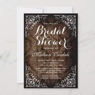 Vintage Damask Rustic Bridal Shower Invitations