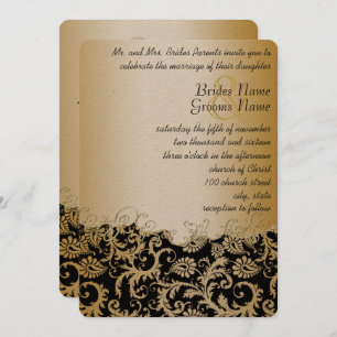 Vintage Damask Rustic Brown Paper Invitation