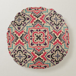 Vintage damask seamless pattern background. Elegan Round Cushion