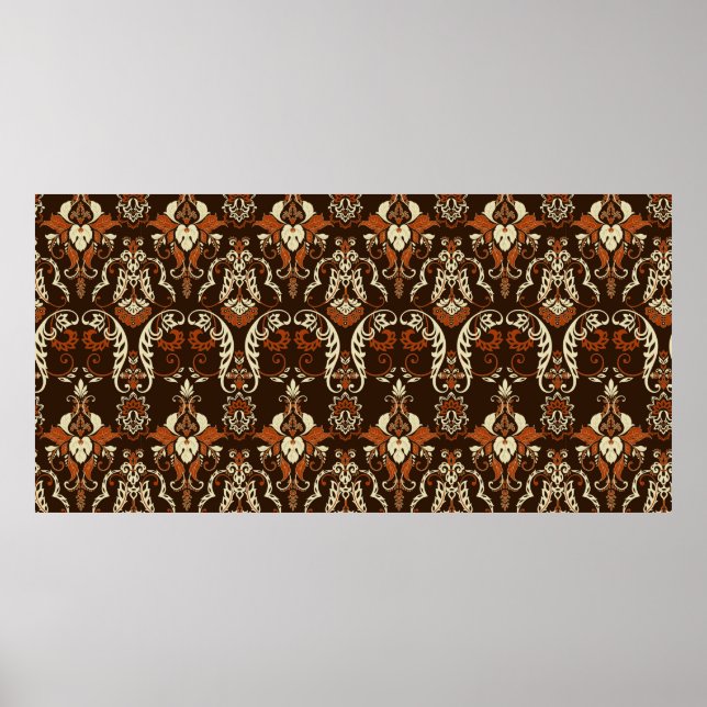 Vintage damask seamless pattern poster (Front)