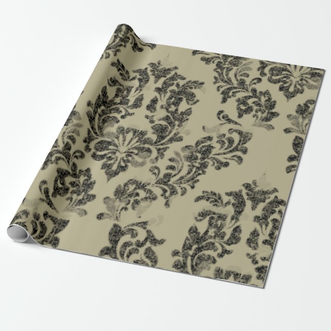 Vintage damask seamless pattern wrapping paper (Unrolled)