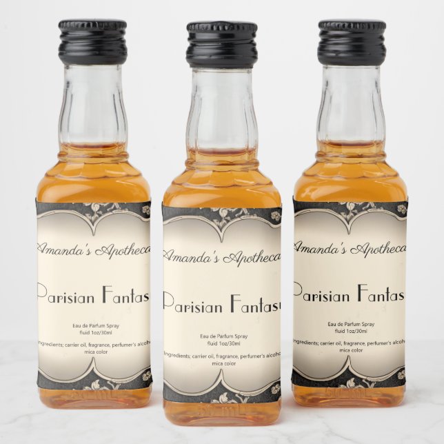 Vintage Damask Silver Frame Perfume Bottle Label (Bottles)