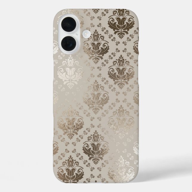 Vintage Damask Sparkle Beige Phone Case (Back)