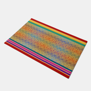 Vintage Damask & Stripes coloured II + your ideas Doormat