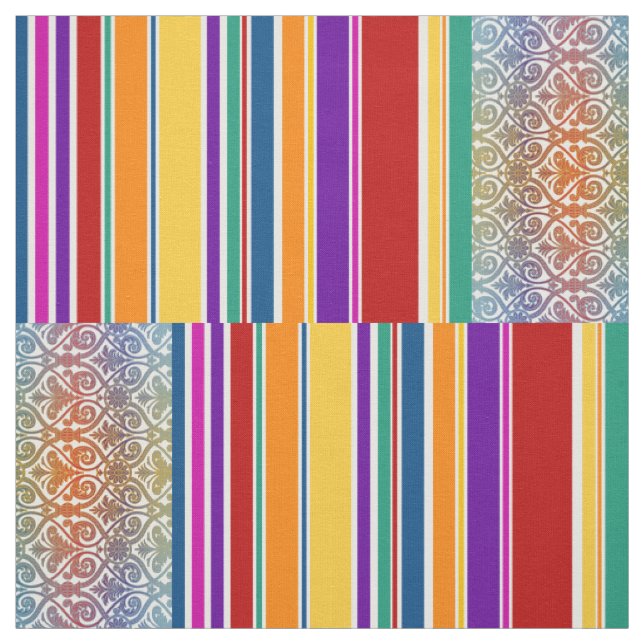 Vintage Damask Stripes coloured III + your idea Fabric (Swatch)