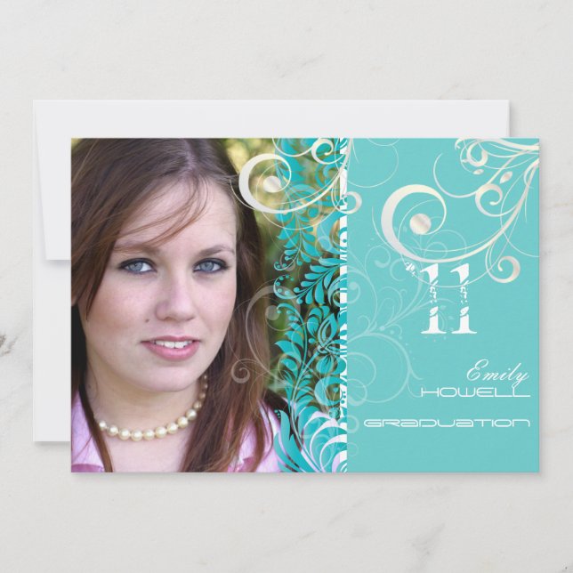 Vintage Damask + Swirls Graduations Invitations (Front)