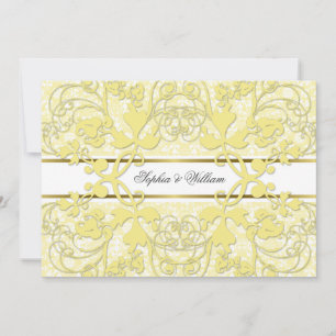 Vintage Damask Swirls Lace Elegant Wedding Invite