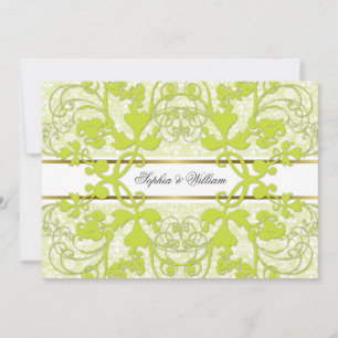Vintage Damask Swirls Lace Elegant Wedding Invite