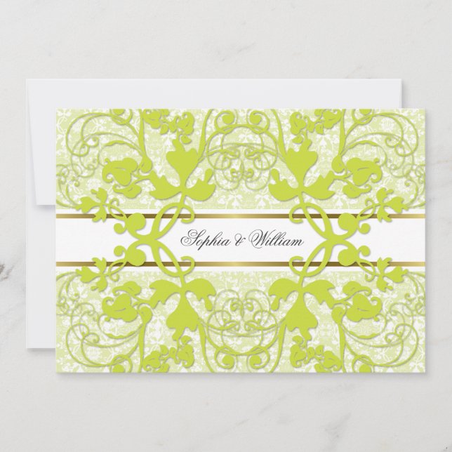Vintage Damask Swirls Lace Elegant Wedding Invite (Front)