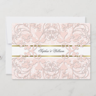Vintage Damask Swirls Lace Elegant Wedding Invite