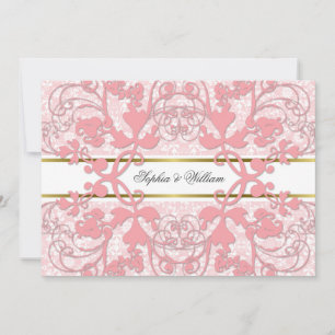 Vintage Damask Swirls Lace Elegant Wedding Invite