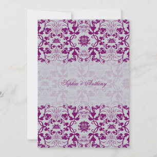 Vintage Damask Swirls Lace Orchid Wedding Invite