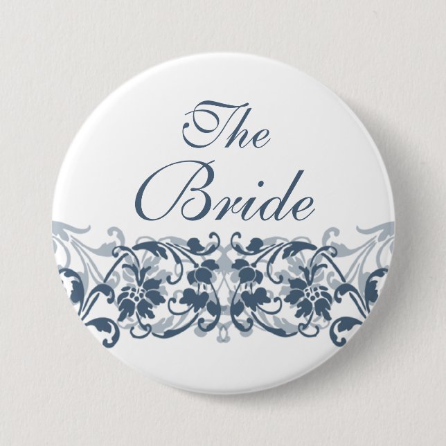Vintage Damask The Bride Button / Pin (Front)