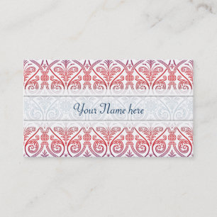 Vintage Damask Wallpaper - blue violet red Business Card