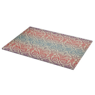 Vintage Damask Wallpaper - blue violet red Cutting Board