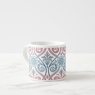 Vintage Damask Wallpaper - blue violet red Espresso Cup
