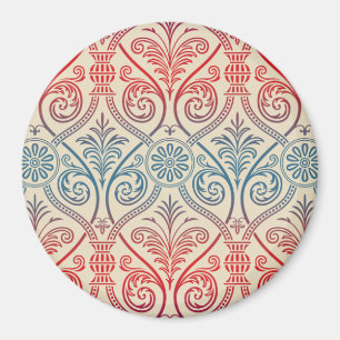 Vintage Damask Wallpaper - blue violet red Magnet