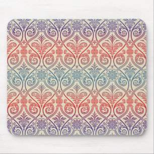 Vintage Damask Wallpaper - blue violet red Mouse Mat