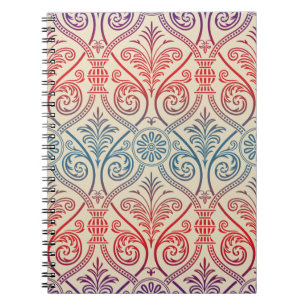 Vintage Damask Wallpaper - blue violet red Notebook