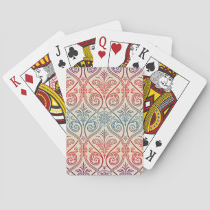Vintage Damask Wallpaper - blue violet red Playing Cards