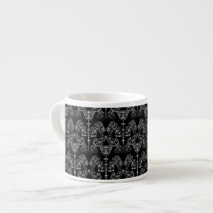 Vintage Damask Wallpaper - white + your backgr. Espresso Cup
