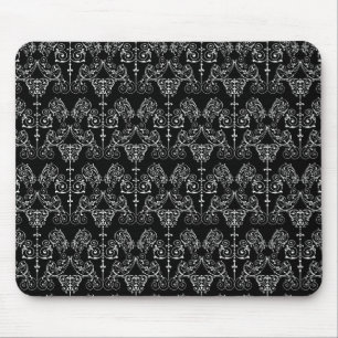 Vintage Damask Wallpaper - white + your backgr. Mouse Mat