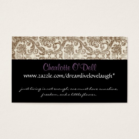 vintage damask; website marketing business card