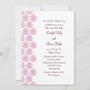 Vintage Damask Wedding Invitation (pink)