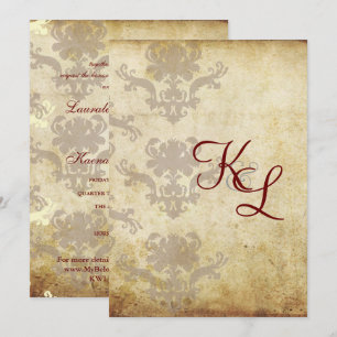 VINTAGE DAMASK WEDDING INVITATIONS