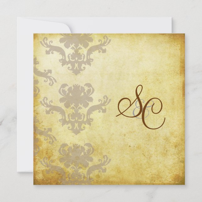 VINTAGE DAMASK WEDDING INVITATIONS (Front)