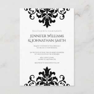 Vintage damask wedding invitations