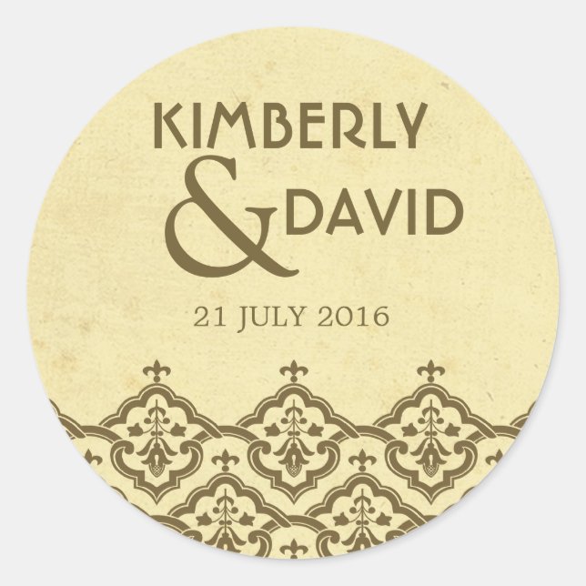 Vintage Damask Wedding Label (Front)