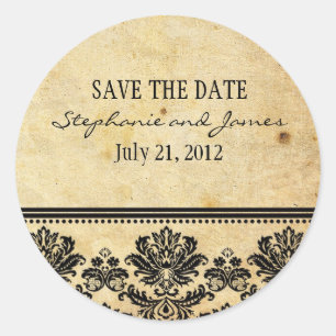 Vintage Damask Wedding Sticker