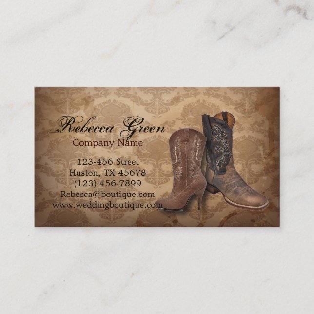 vintage damask western country cowboy business card (Front)