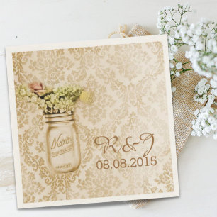vintage damask western floral mason jar wedding napkin