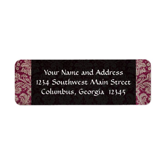 Vintage Damask Wine, Personalised (Front)