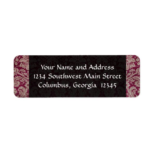 Vintage Damask Wine, Personalised Return Address Label