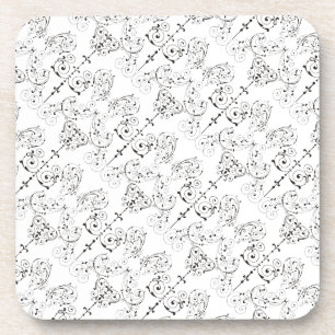 Vintage Damasks Wallpaper - black + your backgr. Coaster