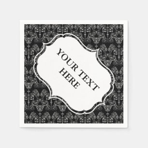 Vintage Damasks Wallpaper - white + your backgr. Napkin