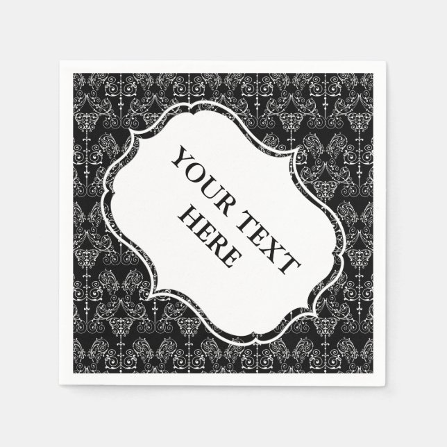 Vintage Damasks Wallpaper - white + your backgr. Napkin (Front)