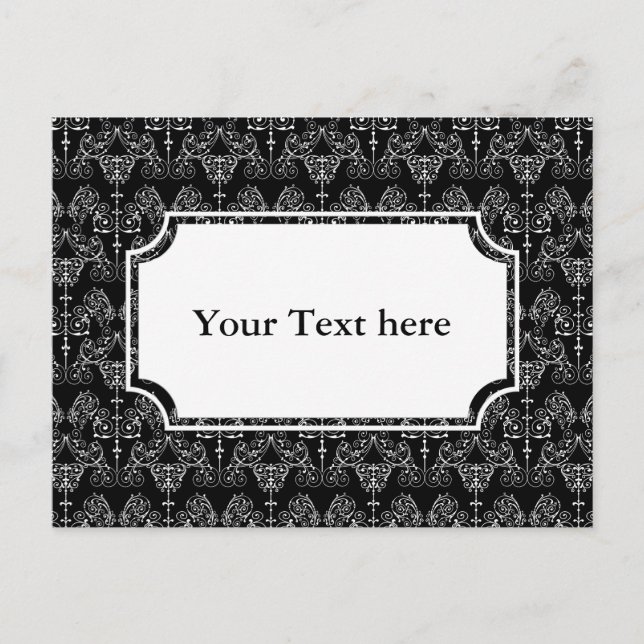 Vintage Damasks Wallpaper - white + your backgr. Postcard (Front)