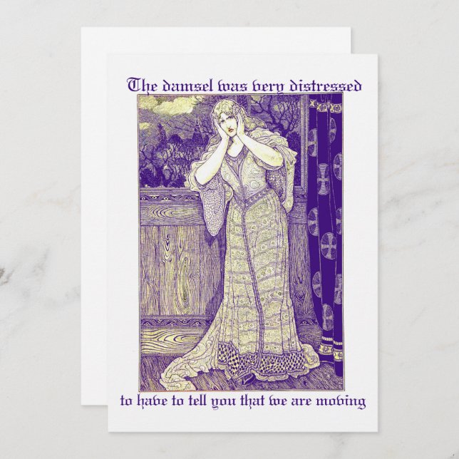 Vintage Damsel in Distress Change of Address   Card (Front/Back)