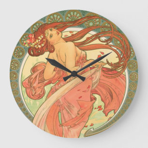 Vintage Dance by Alphonse Mucha Large Clock