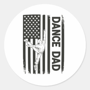 Vintage Dance Dad US Flag Father’s Day Dad Grandpa Classic Round Sticker