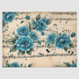 Vintage Dance Music Notes Floral Deco Design Tissue Paper