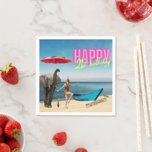 Vintage Dancer 21st Birthday Altered Art   Napkin