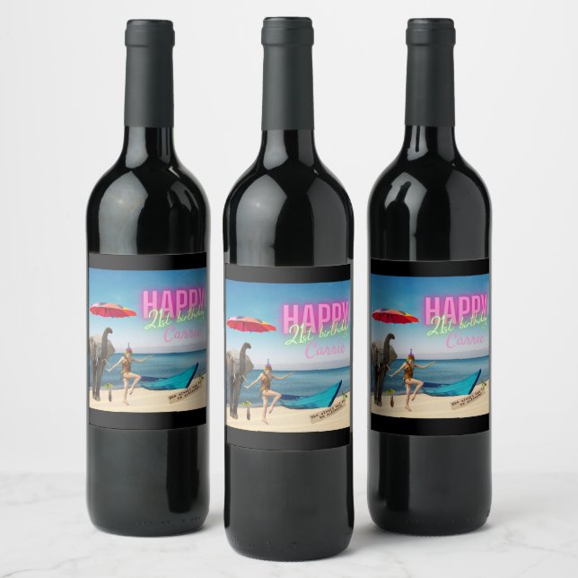 Vintage Dancer 21st Birthday Altered Art  Wine Label (Bottles)