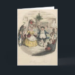 Vintage -Dancers at Mr. Fezziwig's Christmas Ball, Holiday Card<br><div class="desc">A vintage illustration from the story "A Christmas Carol" features Mr. Fezziwig's Christmas Ball where he has invited all of his workers to his Victorian home for a lively and fun-filled holiday celebration. Couples are dancing English country dances. On the left side of the illustration, a man holds mistletoe over...</div>